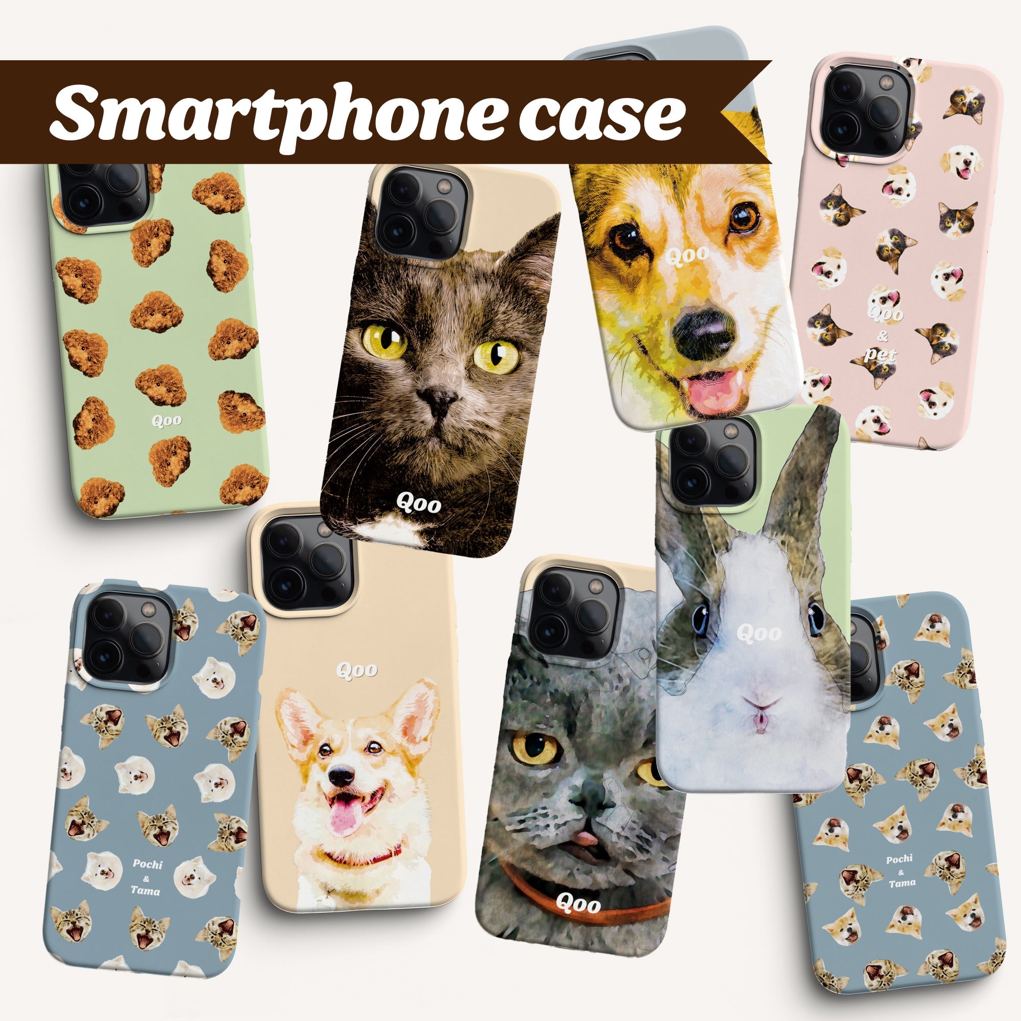 ペットの写真でオリジナル似顔絵スマホケース - うちの子グッズ Qoo │ ペットの写真を送るだけオリジナルうちの子グッズなら